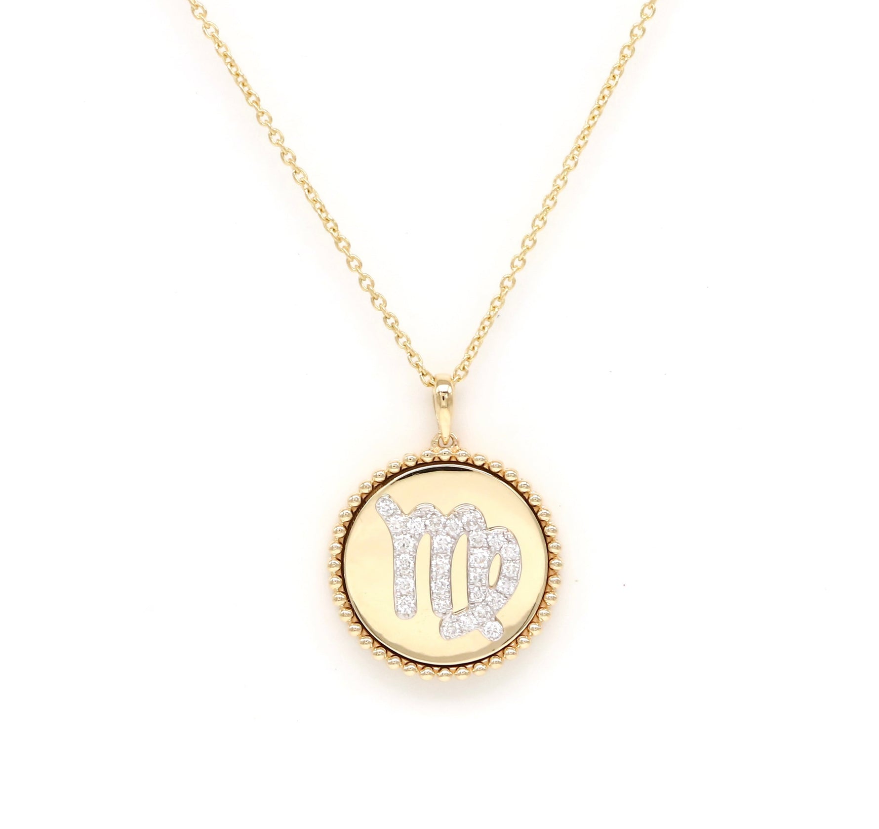 14K Gold Diamond Virgo Zodiac Medallion Medallion ALP-227Y-VIR.GD  - Abtin & Co.