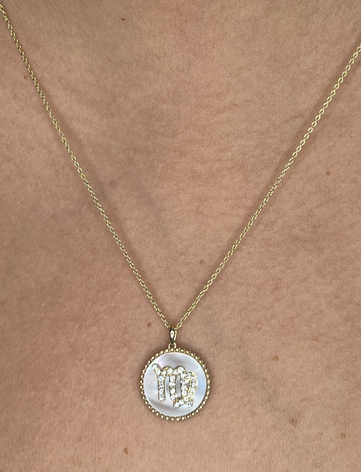 14K Gold Diamond Virgo Zodiac Medallion Medallion ALP-227Y-VIR.GD  - Abtin & Co.