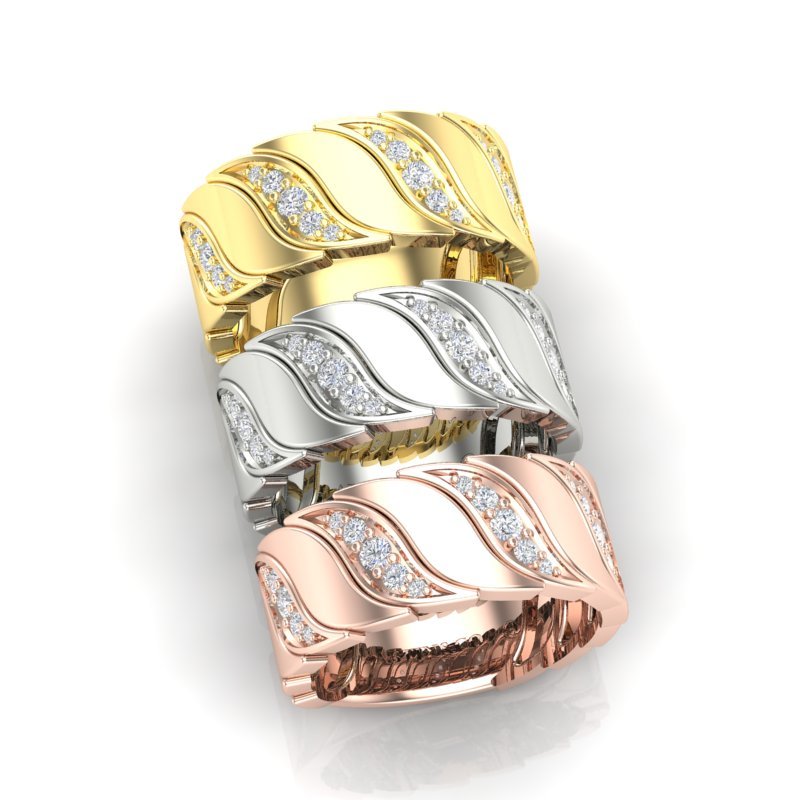 14K Gold Diamond Wide Statement Ring Ring ABB-575/3-D-3  - Abtin & Co.