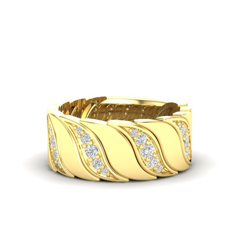 14K Gold Diamond Wide Statement Ring Ring ABB-575/3-D-3  - Abtin & Co.
