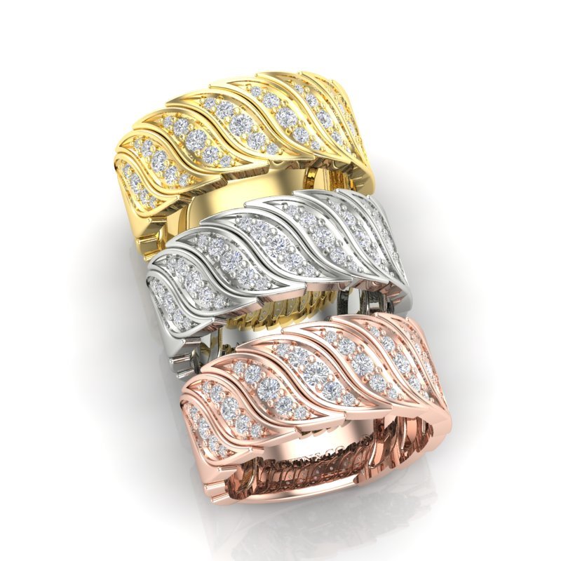 14K Gold Diamond Wide Statment Ring Ring ABB-575/2-D-3  - Abtin & Co.