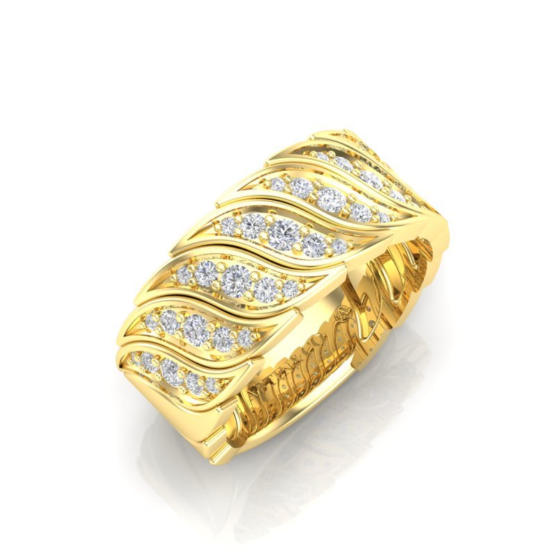 14K Gold Diamond Wide Statment Ring Ring ABB-575/2-D-1  - Abtin & Co.