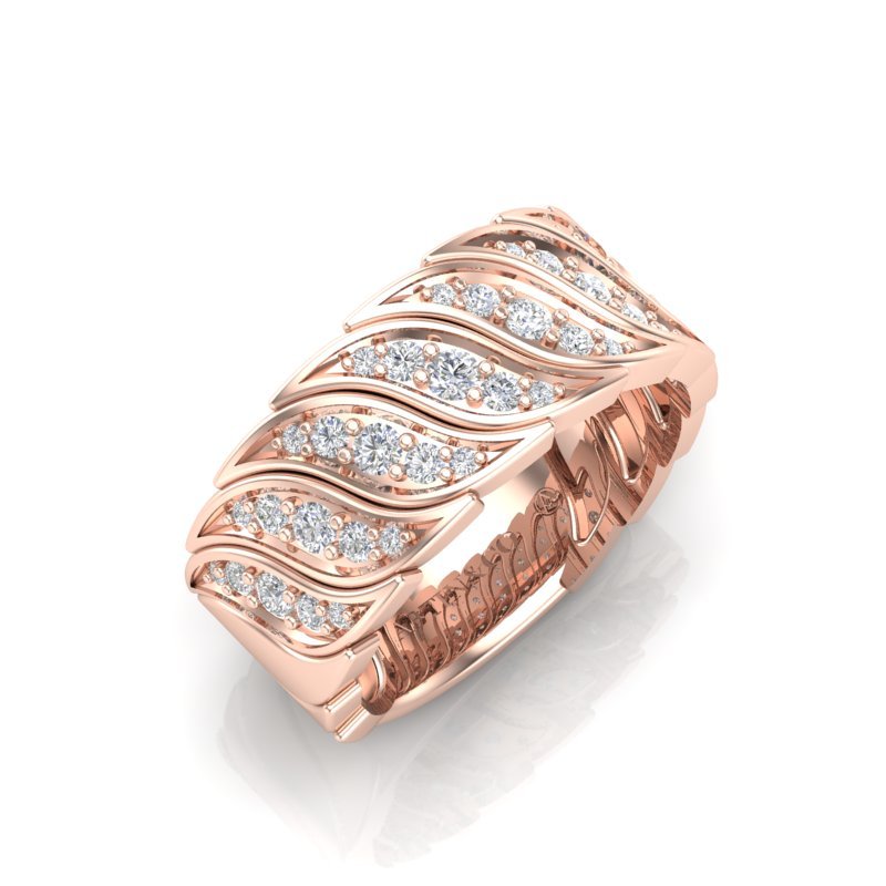 14K Gold Diamond Wide Statment Ring Ring ABB-575/2-D-3  - Abtin & Co.