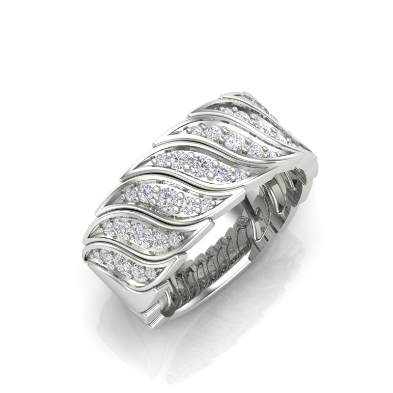 14K Gold Diamond Wide Statment Ring Ring ABB-575/2-D-1  - Abtin & Co.