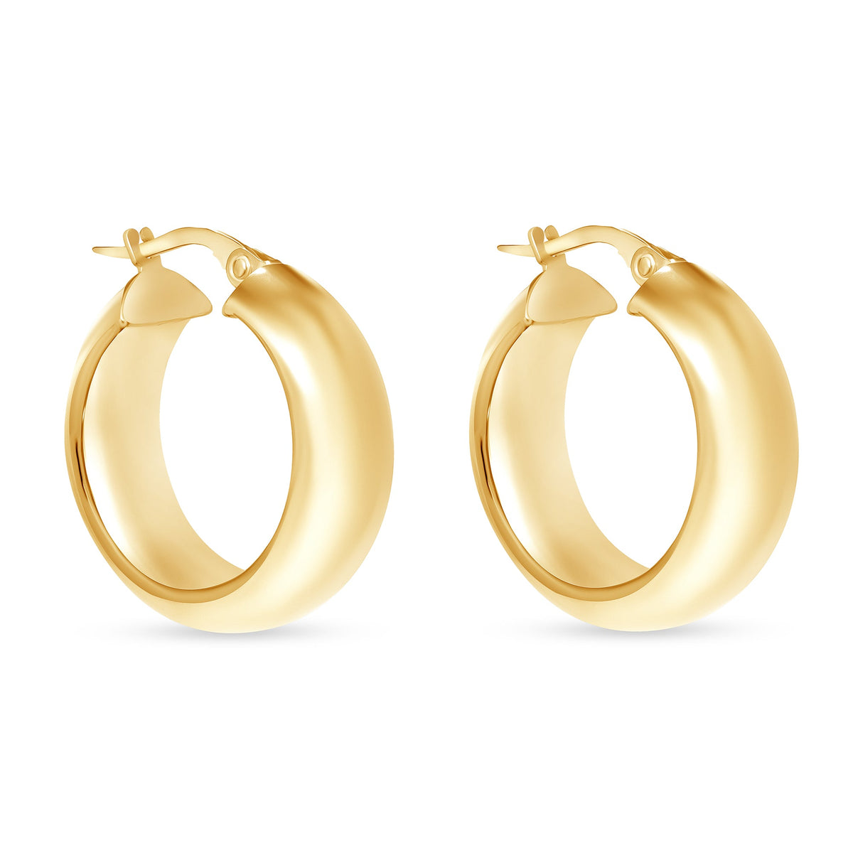 14K Gold Domed Hoop Earrings Earring ABGE-140-G  - Abtin & Co.