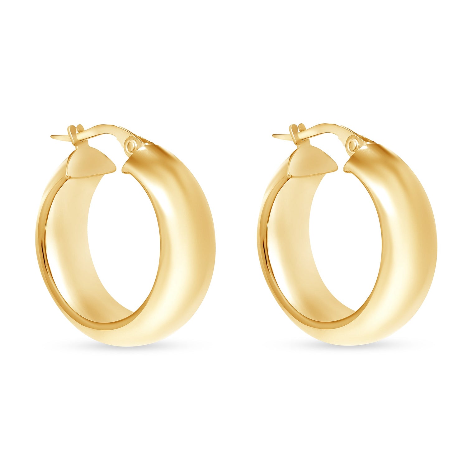 14K Gold Domed Hoop Earrings Earring ABGE-140-G  - Abtin & Co.