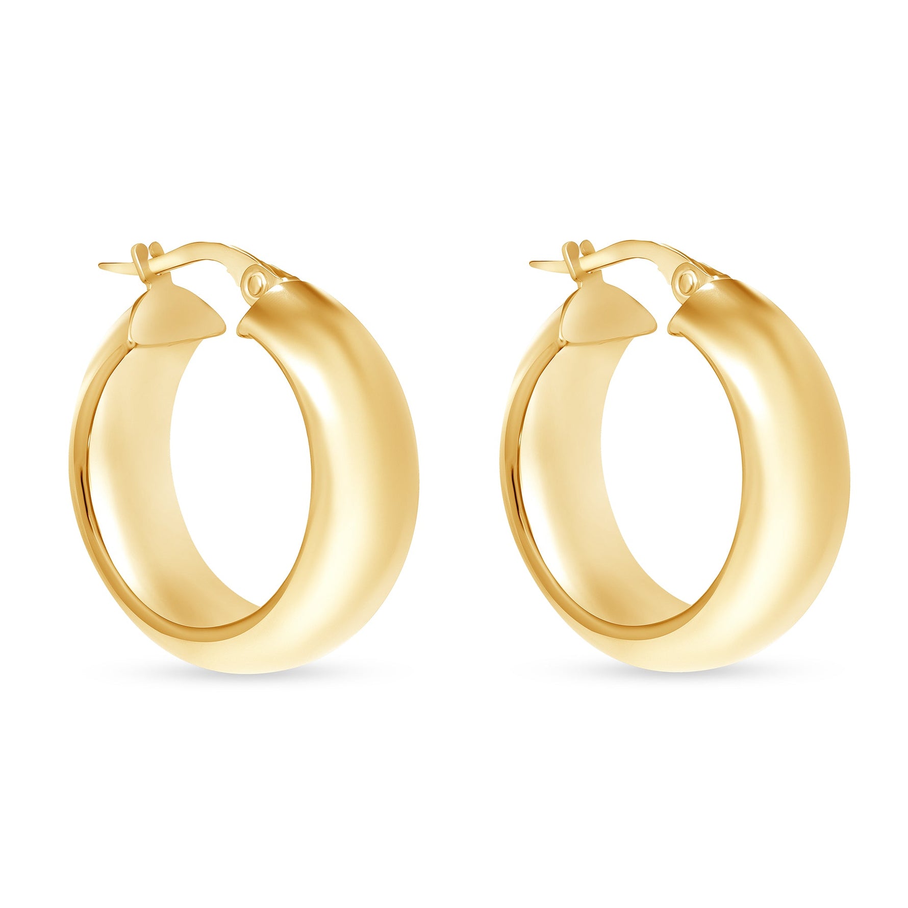 14K Gold Domed Hoop Earrings Earring ABGE-140-G  - Abtin & Co.