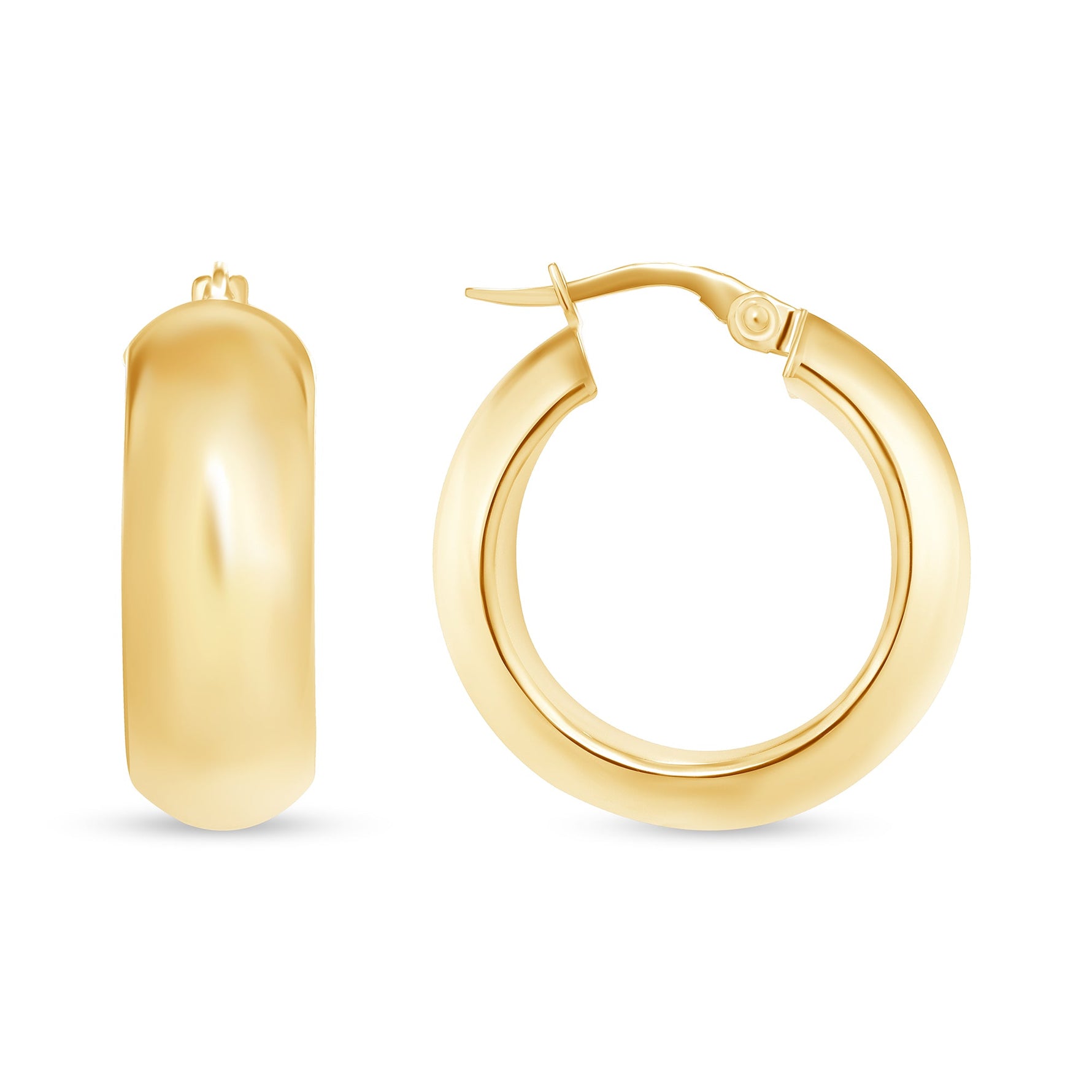 14K Gold Domed Hoop Earrings Earring ABGE-140-G  - Abtin & Co.