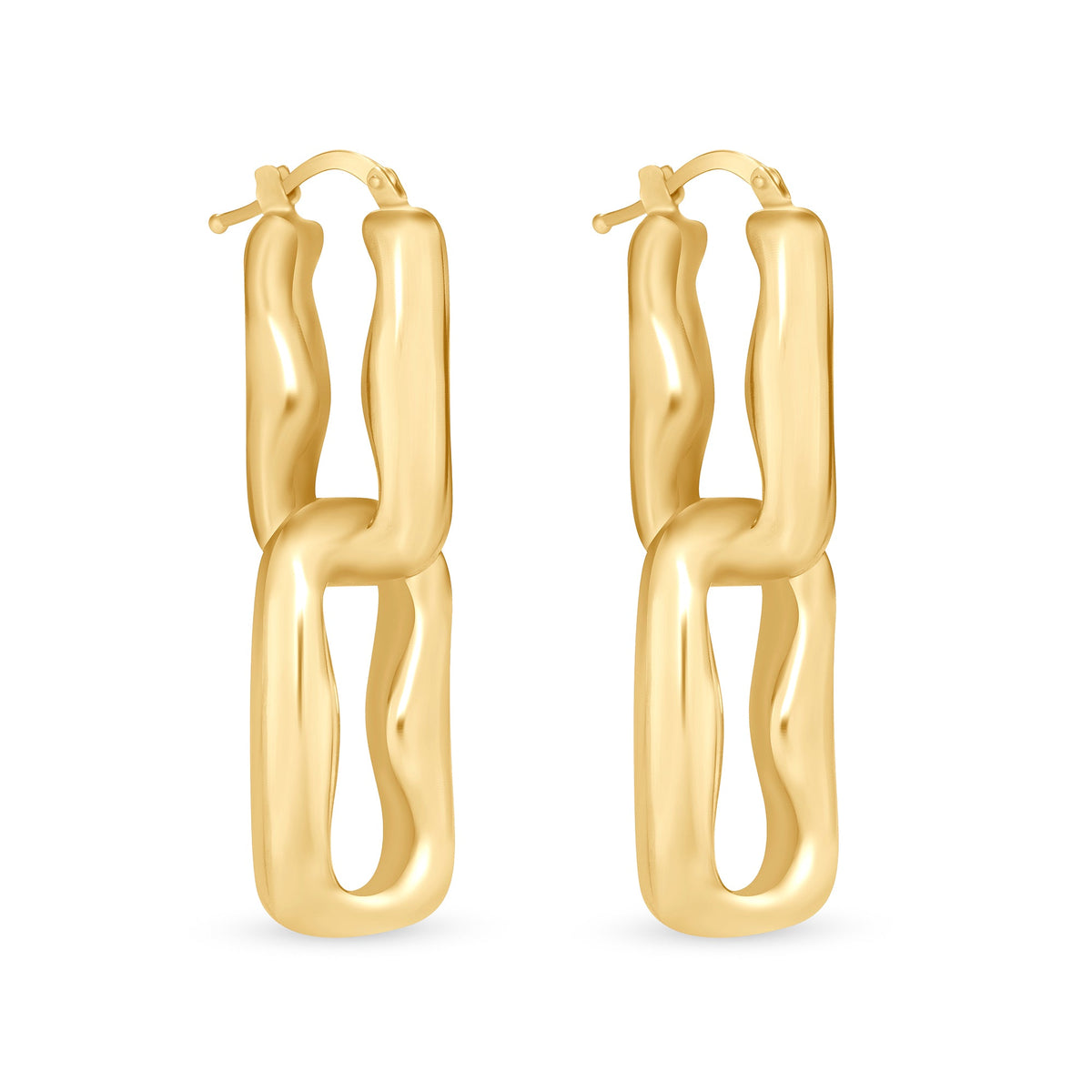 14K Gold Double Link Drop Earrings Earring ABGE-134-G  - Abtin & Co.
