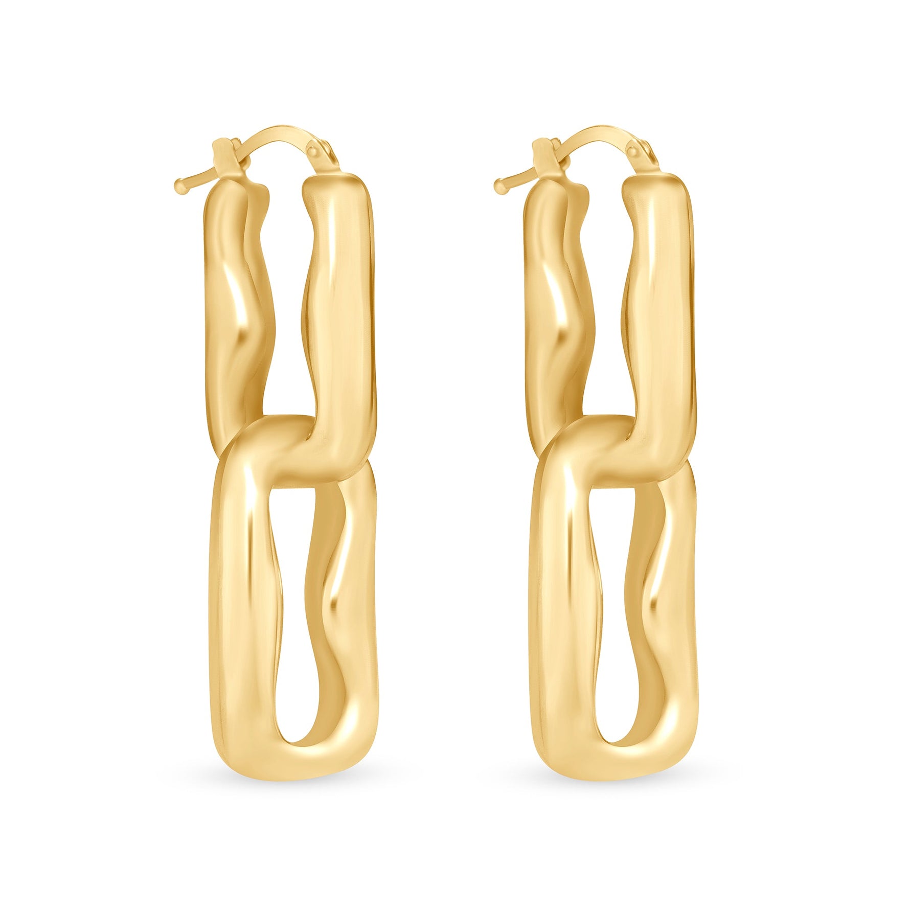 14K Gold Double Link Drop Earrings Earring ABGE-134-G  - Abtin & Co.