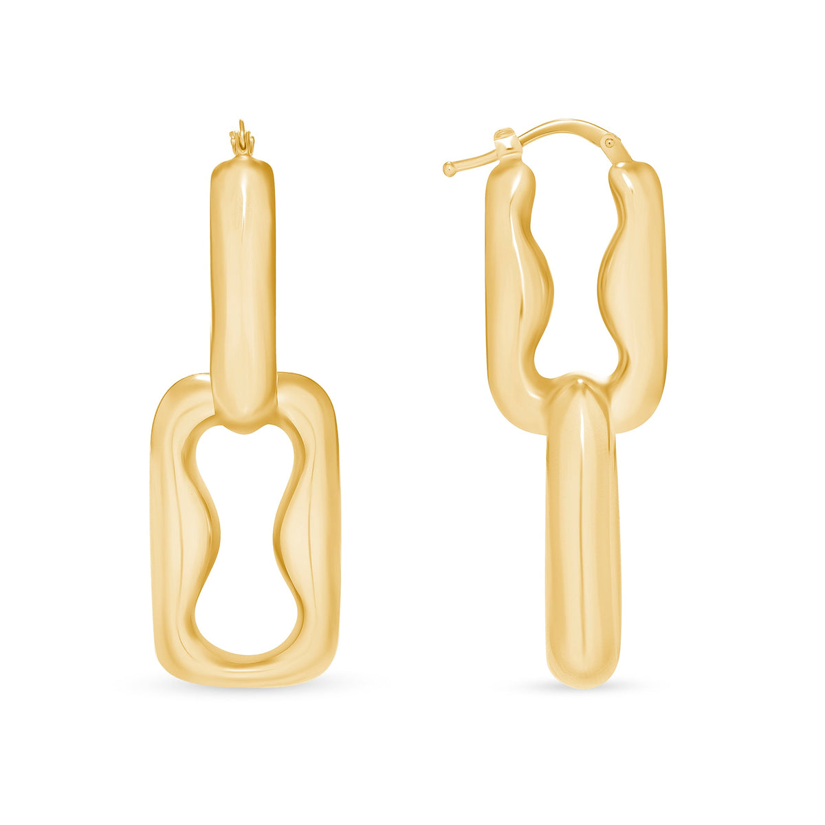 14K Gold Double Link Drop Earrings Earring ABGE-134-G  - Abtin & Co.