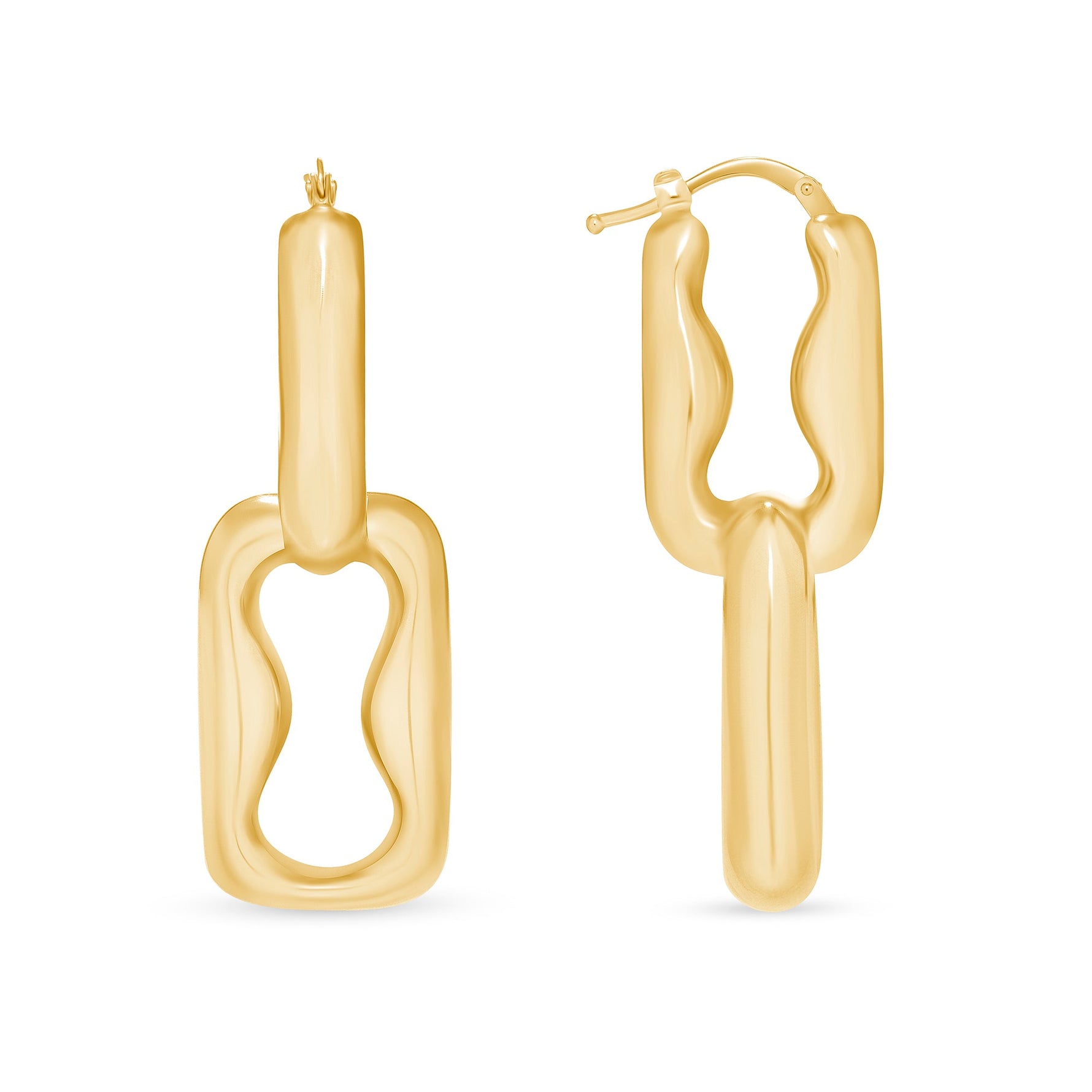 14K Gold Double Link Drop Earrings Earring ABGE-134-G  - Abtin & Co.