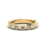 14K Gold Emerald Cut Halfway East West Eternity Bezel Set Lab Grown Diamond Wedding Band Ring Emerald Cut ABB-398.1-LGD  - Abtin & Co.