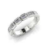 14K Gold Emerald Cut Halfway East West Eternity Bezel Set Lab Grown Diamond Wedding Band Ring Emerald Cut ABB-398.1-LGD  - Abtin & Co.