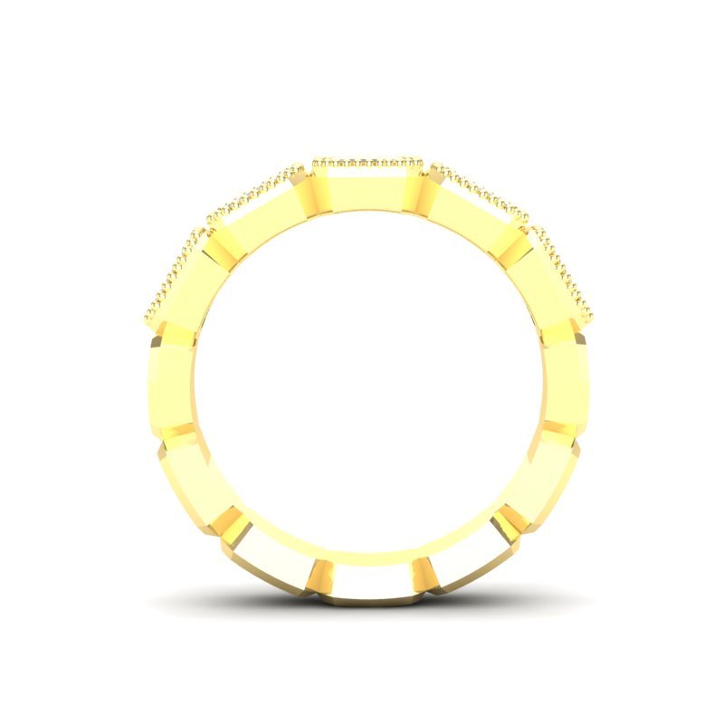 14K Gold Emerald Cut Halfway East West Eternity Milgrain Bezel Set Lab Grown Diamond Wedding Band Ring Emerald Cut ABB-517.1-LGD  - Abtin & Co.