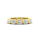14K Gold Emerald Cut Halfway East West Eternity Milgrain Bezel Set Lab Grown Diamond Wedding Band Ring Emerald Cut ABB-517.1-LGD  - Abtin & Co.