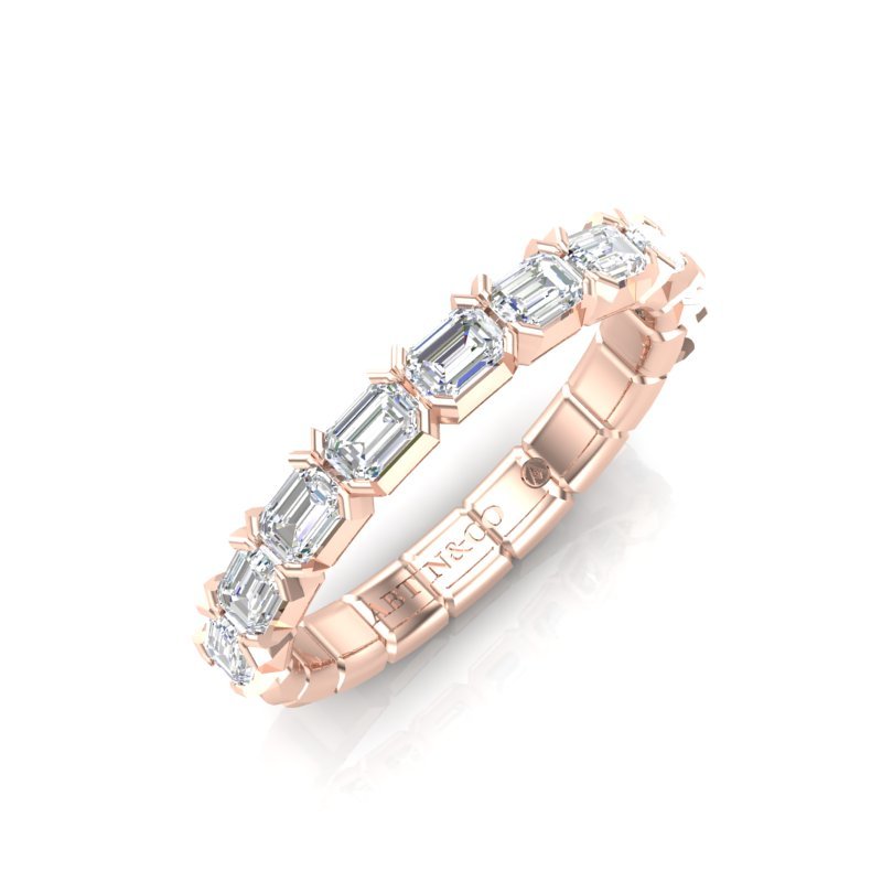 14K Gold Emerald Cut Halfway East West Eternity Modern Prong Set Lab Grown Diamond Wedding Band Ring Emerald Cut ABB-520.1-LGD  - Abtin & Co.