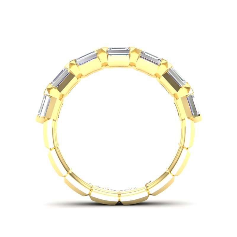 14K Gold Emerald Cut Halfway East West Eternity Modern Prong Set Lab Grown Diamond Wedding Band Ring Emerald Cut ABB-521.1-LGD  - Abtin & Co.