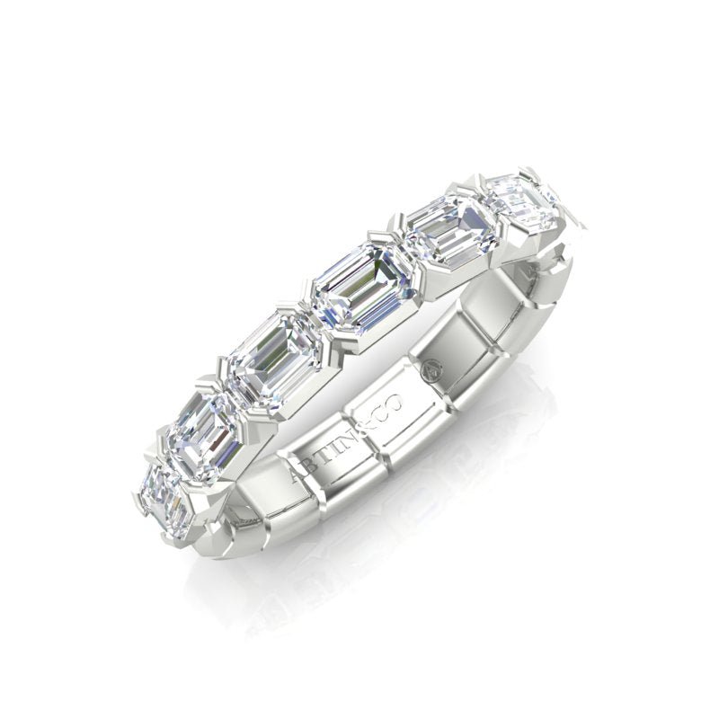 14K Gold Emerald Cut Halfway East West Eternity Modern Prong Set Lab Grown Diamond Wedding Band Ring Emerald Cut ABB-521.1-LGD  - Abtin & Co.