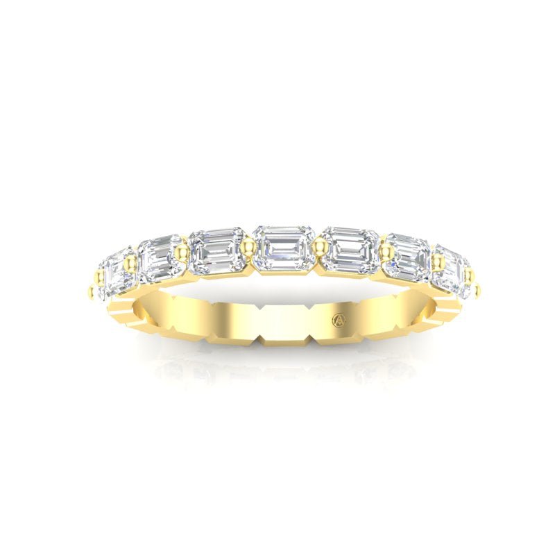 14K Gold Emerald Cut Halfway East West Eternity Modern Prong Set Lab Grown Diamond Wedding Band Ring Emerald Cut ABB-436.1-LGD  - Abtin & Co.