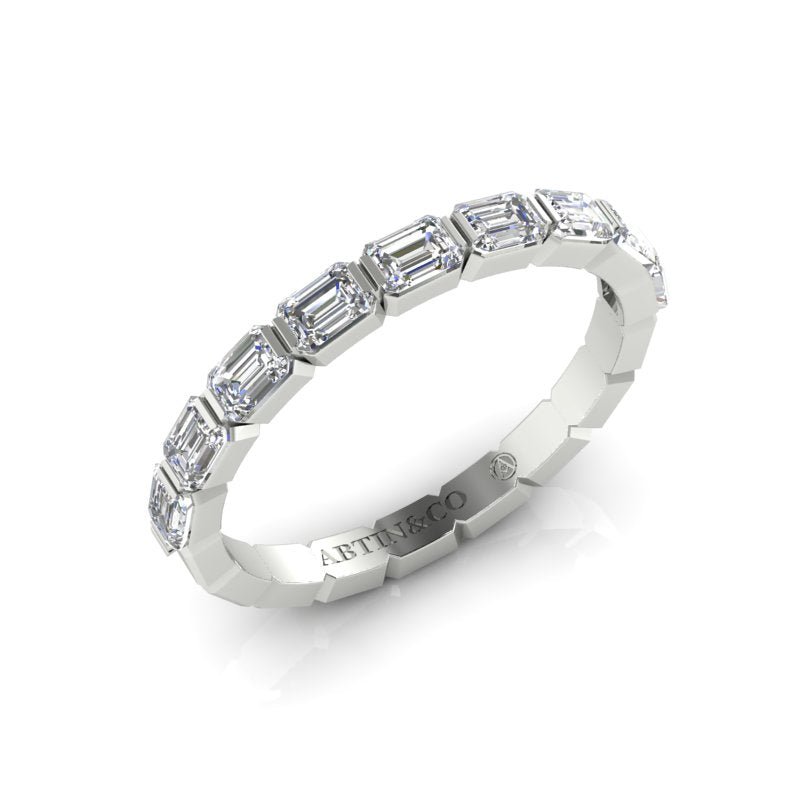 14K Gold Emerald Cut Halfway East West Eternity Modern Prong Set Lab Grown Diamond Wedding Band Ring Emerald Cut ABB-399.1-LGD  - Abtin & Co.