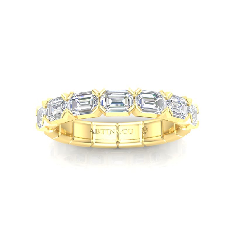 14K Gold Emerald Cut Halfway East West Eternity Modern Prong Set Lab Grown Diamond Wedding Band Ring Emerald Cut ABB-521.1-LGD  - Abtin & Co.