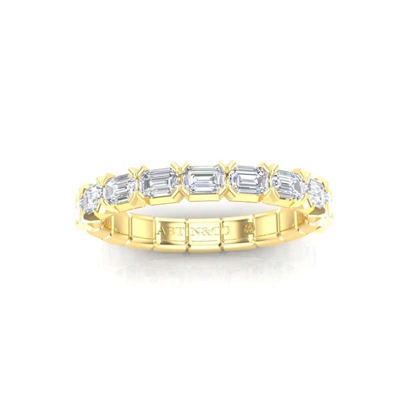 14K Gold Emerald Cut Halfway East West Eternity Modern Prong Set Lab Grown Diamond Wedding Band Ring Emerald Cut ABB-520.1-LGD  - Abtin & Co.