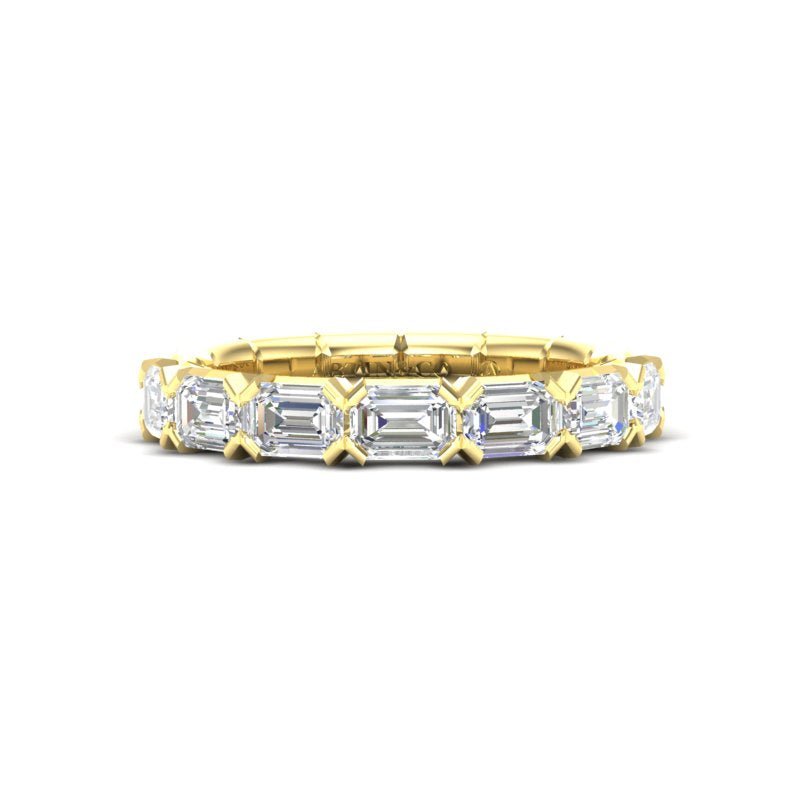 14K Gold Emerald Cut Halfway East West Eternity Modern Prong Set Lab Grown Diamond Wedding Band Ring Emerald Cut ABB-521.1-LGD  - Abtin & Co.