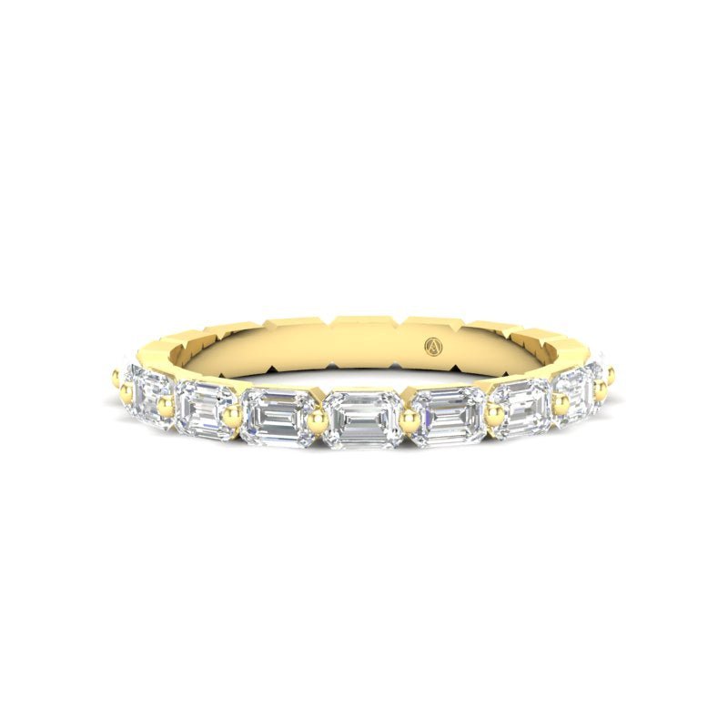 14K Gold Emerald Cut Halfway East West Eternity Modern Prong Set Lab Grown Diamond Wedding Band Ring Emerald Cut ABB-436.1-LGD  - Abtin & Co.