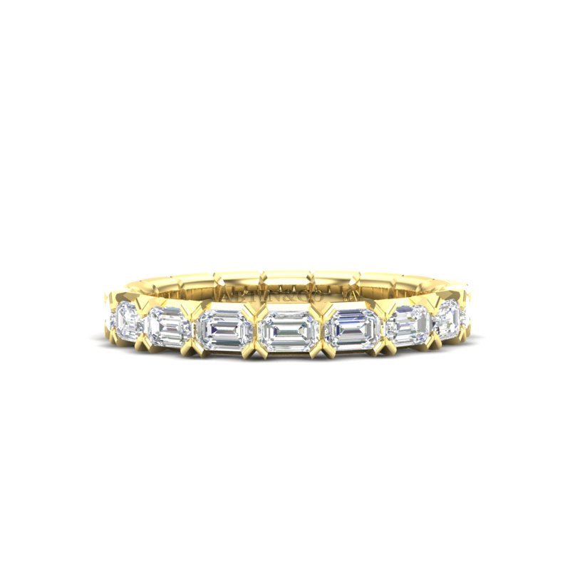 14K Gold Emerald Cut Halfway East West Eternity Modern Prong Set Lab Grown Diamond Wedding Band Ring Emerald Cut ABB-520.1-LGD  - Abtin & Co.