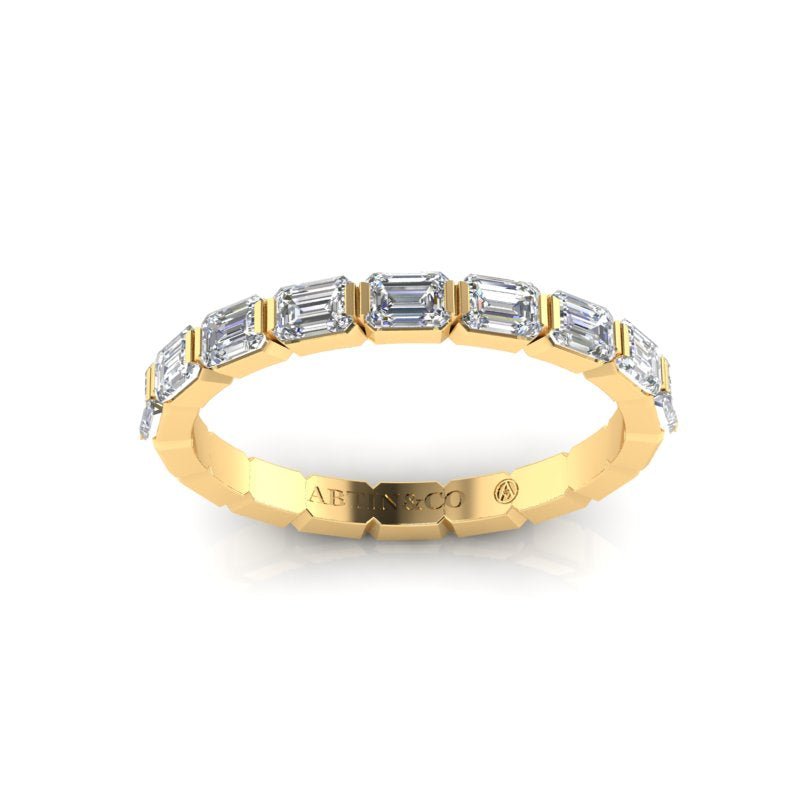 14K Gold Emerald Cut Halfway East West Eternity Modern Prong Set Lab Grown Diamond Wedding Band Ring Emerald Cut ABB-399.1-LGD  - Abtin & Co.