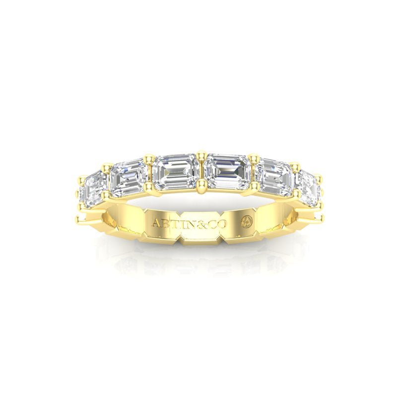 14K Gold Emerald Cut Halfway East West Eternity Prong Set Lab Grown Diamond Wedding Band Ring Emerald Cut ABB-435.1-LGD  - Abtin & Co.