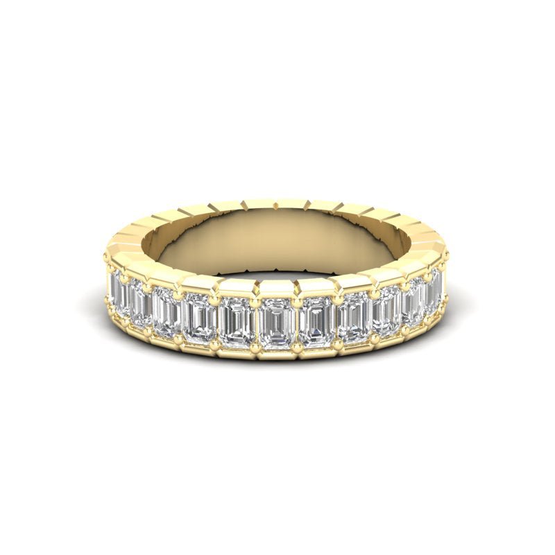 14K Gold Emerald Cut Halfway Eternity Half Bezel Set Lab Grown Diamond Wedding Band Ring Emerald Cut ABB-396.1-LGD  - Abtin & Co.