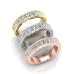 14K Gold Emerald Cut Halfway Eternity Half Bezel Set Lab Grown Diamond Wedding Band Ring Emerald Cut ABB-396.1-LGD  - Abtin & Co.
