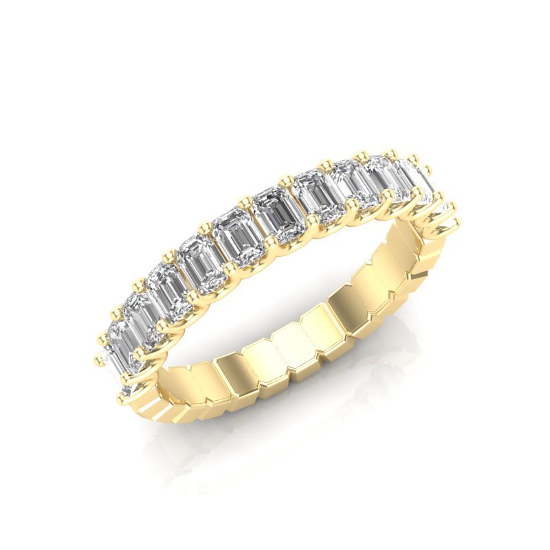 14K Gold Emerald Cut Halfway Eternity Prong Set Lab Grown Diamond Wedding Band Ring Emerald Cut ABB-395.1-LGD  - Abtin & Co.