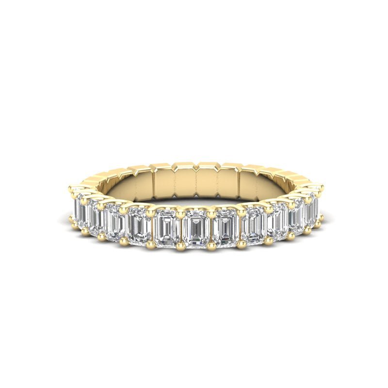 14K Gold Emerald Cut Halfway Eternity Prong Set Lab Grown Diamond Wedding Band Ring Emerald Cut ABB-395.1-LGD  - Abtin & Co.