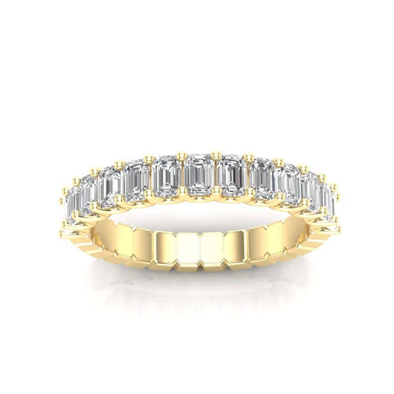 14K Gold Emerald Cut Halfway Eternity Prong Set Lab Grown Diamond Wedding Band Ring Emerald Cut ABB-395.1-LGD  - Abtin & Co.