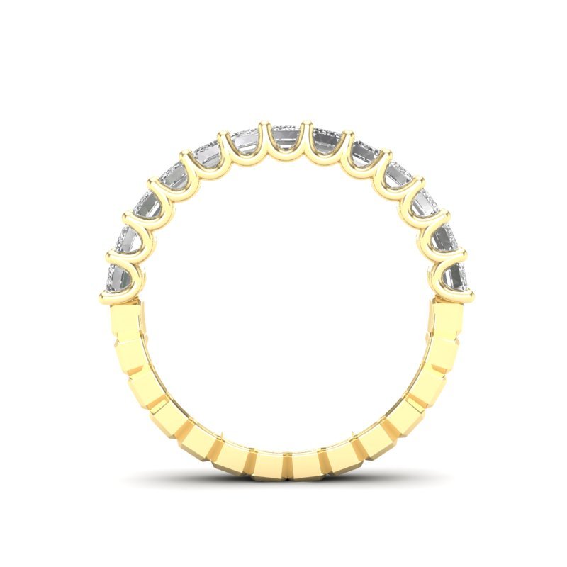 14K Gold Emerald Cut Halfway Eternity Prong Set Lab Grown Diamond Wedding Band Ring Emerald Cut ABB-395.1-LGD  - Abtin & Co.