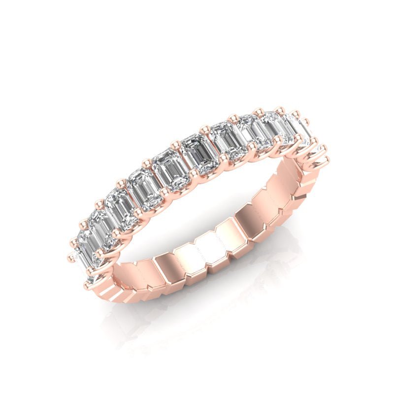 14K Gold Emerald Cut Halfway Eternity Prong Set Lab Grown Diamond Wedding Band Ring Emerald Cut ABB-395.1-LGD  - Abtin & Co.