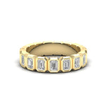 14K Gold Emerald Cut Halfway Vertical Eternity Bezel Set Lab Grown Diamond Wedding Band Ring Emerald Cut ABB-397.1-LGD  - Abtin & Co.