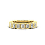 14K Gold Emerald Cut Halfway Vertical Eternity Milgrain Bezel Set Lab Grown Diamond Wedding Band Ring Emerald Cut ABB-518.1-LGD  - Abtin & Co.