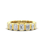 14K Gold Emerald Cut Halfway Vertical Eternity Milgrain Bezel Set Lab Grown Diamond Wedding Band Ring Emerald Cut ABB-519.1-LGD  - Abtin & Co.