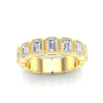 14K Gold Emerald Cut Halfway Vertical Eternity Milgrain Bezel Set Lab Grown Diamond Wedding Band Ring Emerald Cut ABB-519.1-LGD  - Abtin & Co.