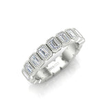 14K Gold Emerald Cut Halfway Vertical Eternity Milgrain Bezel Set Lab Grown Diamond Wedding Band Ring Emerald Cut ABB-518.1-LGD  - Abtin & Co.
