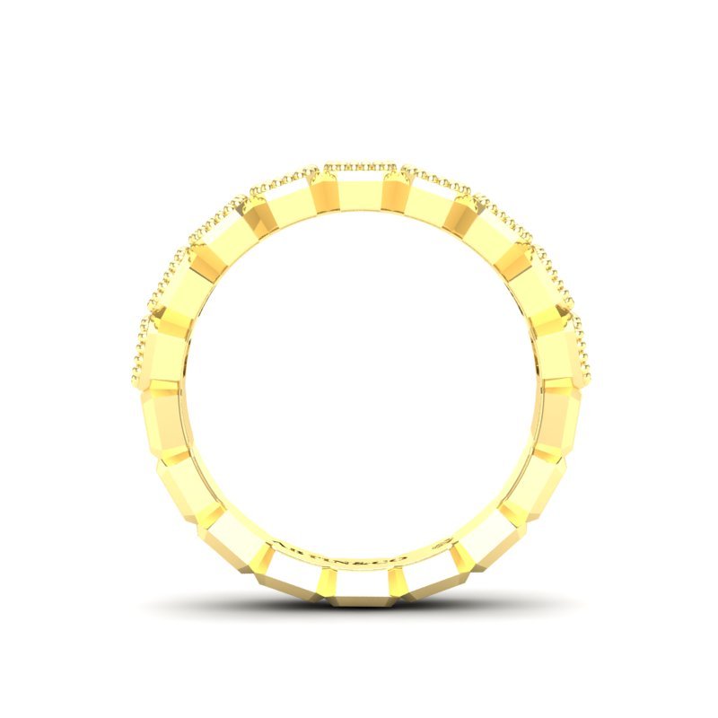 14K Gold Emerald Cut Halfway Vertical Eternity Milgrain Bezel Set Lab Grown Diamond Wedding Band Ring Emerald Cut ABB-518.1-LGD  - Abtin & Co.