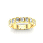 14K Gold Emerald Cut Halfway Vertical Eternity Milgrain Bezel Set Lab Grown Diamond Wedding Band Ring Emerald Cut ABB-518.1-LGD  - Abtin & Co.