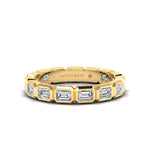 14K Gold Emerald Cut Three Quarter Way East West Eternity Bezel Set Lab Grown Diamond Wedding Band Ring Emerald Cut ABB-398.2-LGD  - Abtin & Co.