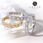 14K Gold Emerald Cut Three Quarter Way East West Eternity Milgrain Bezel Set Lab Grown Diamond Wedding Band Ring Emerald Cut ABB-516.2-LGD  - Abtin & Co.