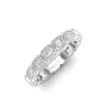 14K Gold Emerald Cut Three Quarter Way East West Eternity Milgrain Bezel Set Lab Grown Diamond Wedding Band Ring Emerald Cut ABB-516.2-LGD  - Abtin & Co.