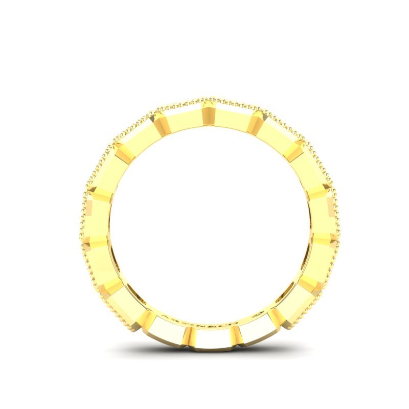 14K Gold Emerald Cut Three Quarter Way East West Eternity Milgrain Bezel Set Lab Grown Diamond Wedding Band Ring Emerald Cut ABB-516.2-LGD  - Abtin & Co.